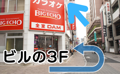 AGAスキンクリニック岡山院の行き方⑤1Fがビックエコーのビルの3Fです