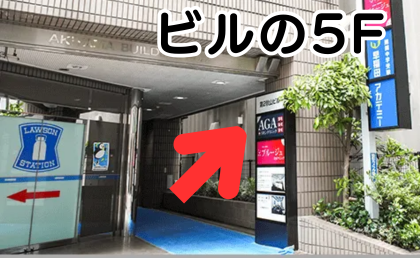 AGAスキンクリニック東京品川院の行き方④ローソン横のビル5Fに到着