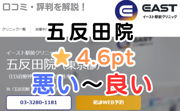 【偽物の評判？】イースト駅前クリニック「五反田院」の口コミ解説！