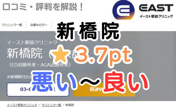 【評判どう？】イースト駅前クリニック「新橋院」の口コミ解説！