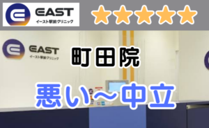 イースト駅前クリニック町田院の店内画像と、悪い～中立の口コミ評判のアイキャッチ