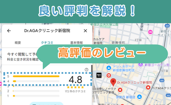 Dr.AGAクリニック新宿院の悪い口コミ評判と、レビュー評価をGoogleマップから解説
