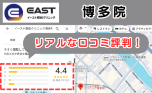 イースト駅前クリニック博多院のリアルな口コミ評判と、レビュー評価をGoogleマップから説明