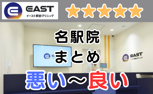 イースト駅前クリニック名駅院の悪い口コミ評判と、レビュー評価をGoogleMapから解説！