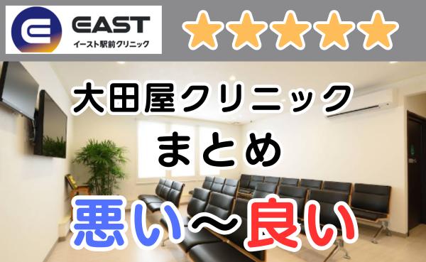 イースト駅前クリニック提携院、大田屋クリニックの悪い～中立の口コミ評判