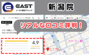 イースト駅前クリニック新潟院のリアルな口コミ評判と、レビュー評価をGoogleマップから説明