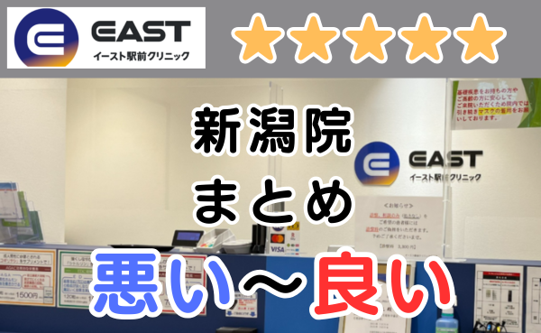 イースト駅前クリニック新潟駅院の悪い口コミ評判と、レビュー評価をGoogleMapから解説！