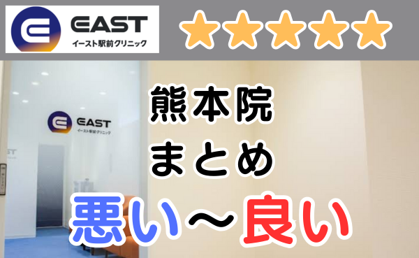 イースト駅前クリニック熊本院の店舗内装と悪い口コミから良い評判のまとめ