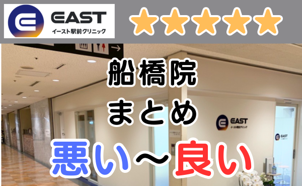 イースト駅前クリニック船橋院の店舗内と、悪い～良い口コミ評判まとめ