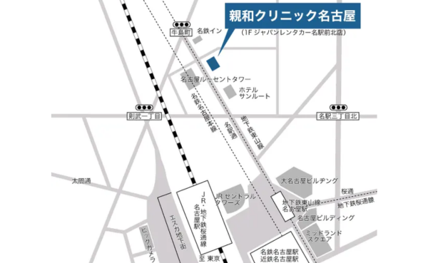 JR名古屋駅 桜通口からの詳細ルートの全体マップ