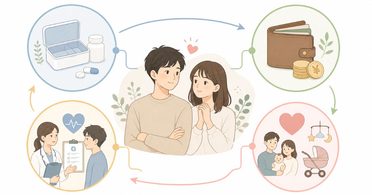 結婚や同棲や妊活を考える前にAGA治療で確認したいポイントを整理した図解