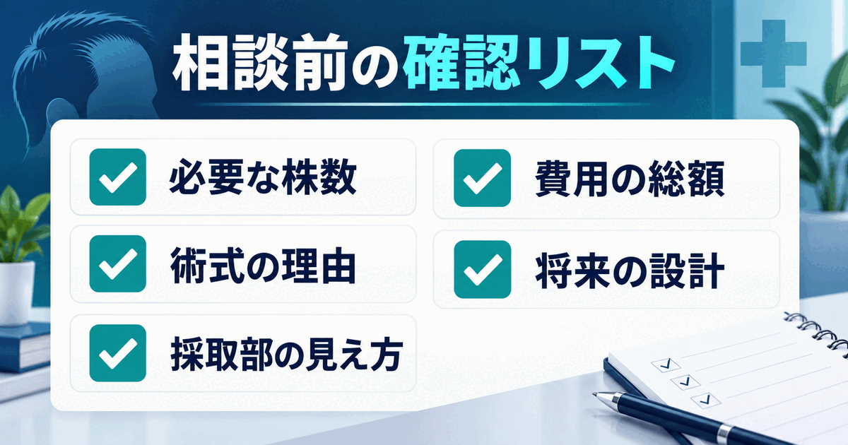 親和クリニックの相談前に必要株数・術式・採取部・費用・将来設計を確認するチェックリスト